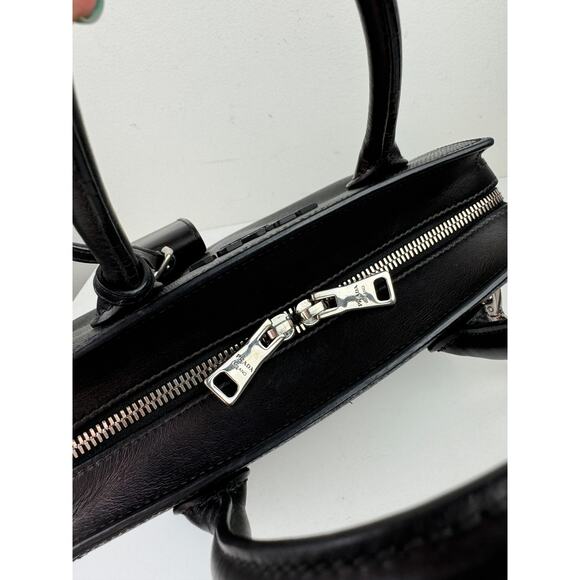 PRADA Milano Monochrome Black Small Handbag Leather Top Handle Crossbody Bag - Picture 8 of 11